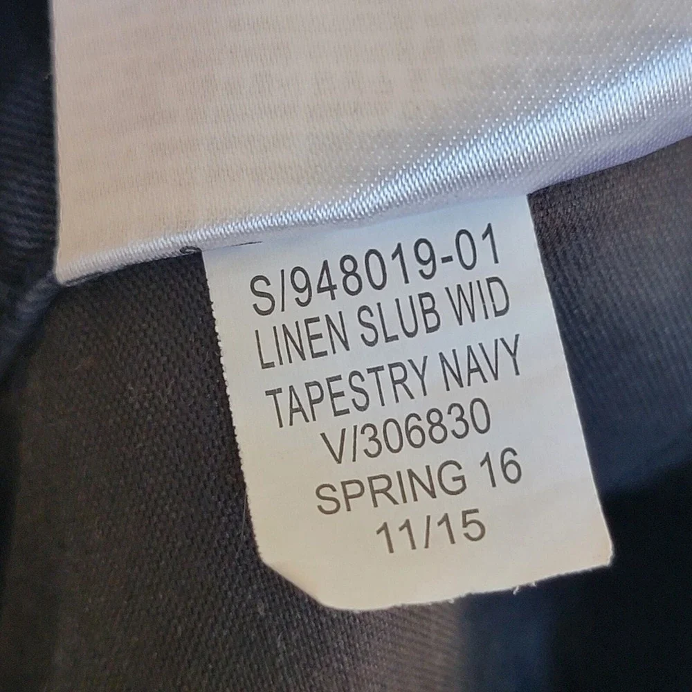 Banana Republic Linen Slub Wide Leg Tapestry Navy Blue Pant Sz 4‎ Coastal Beachy